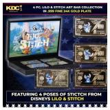 4 PC. Disney Lilo & Stitch Gold Plated Art Bar Col