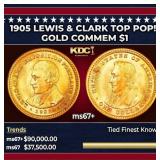 1905 Lewis & Clark Gold Commem Dollar TOP POP! 1 m