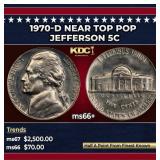 1970-d Jefferson Nickel Near Top Pop 5c ms66+ SEGS