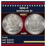 1896-p Morgan Dollar $1 Grades ms65+