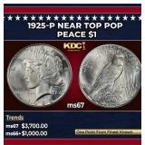 1925-p Peace Dollar Near Top Pop $1 ms67 SEGS