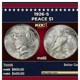 1926-s Peace Dollar $1 Grades ms65