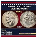 1976-d Ty 2 Eisenhower Dollar TOP POP! $1 ms67+ SE