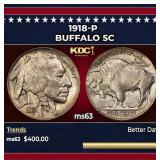 1918-p Buffalo Nickel 5c Grades ms63