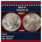 1925-p Peace Dollar $1 ms66+ SEGS