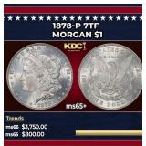 1878-p 7tf Morgan Dollar $1 ms65+ SEGS