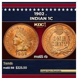 1902 Indian Cent . 1c Grades ms65 rb