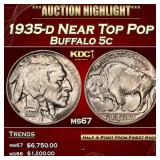 1935-d Buffalo Nickel Near Top Pop 5c ms67 SEGS