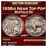 1938-d Buffalo Nickel Near Top Pop 5c ms67+ SEGS