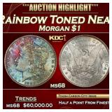 1882-cc Morgan Dollar Rainbow Toned Near Top Pop!