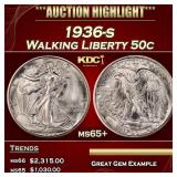 1936-s Walking Liberty Half Dollar 50c ms65+ SEGS
