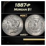 1887-p Morgan Dollar $1 Grades ms62+