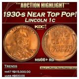 1930-s Lincoln Cent Near Top Pop! 1c ms66+ rd SEGS