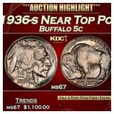 1936-s Buffalo Nickel Near Top Pop 5c ms67 SEGS