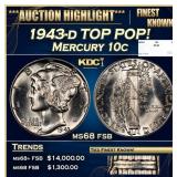 1943-d Mercury Dime TOP POP! 10c ms68 fsb SEGS