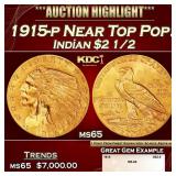 1915-p Gold Indian Quarter Eagle Near Top Pop! $2