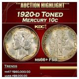1920-d Mercury Dime Toned 10c ms66+ FSB SEGS