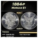 1884-p Morgan Dollar $1 Grades ms64+