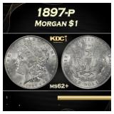 1897-p Morgan Dollar $1 Grades ms62+