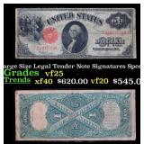 1917 $1 Large Size Legal Tender Note Grades vf+ Si