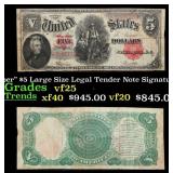 1907 $5 Large Size Legal Tender Note "WoodChopper"