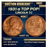 1931-s Lincoln Cent TOP POP! 1c ms67 rd SEGS