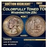 1947-s Washington Quarter Colorfully Toned TOP POP
