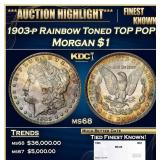 1903-p Morgan Dollar Rainbow Toned TOP POP! $1 ms6