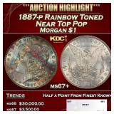 1887-p Morgan Dollar Rainbow Toned Near Top Pop $1