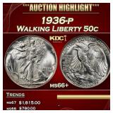 1936-p Walking Liberty Half Dollar 50c ms66+ SEGS