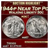 1944-p Walking Liberty Half Dollar Near Top Pop 50