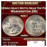1934-d Heavy Motto Washington Quarter Near Top Pop
