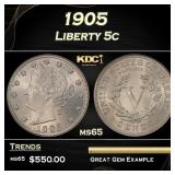1905 Liberty Nickel 5c Grades ms65