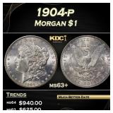 1904-p Morgan Dollar $1 Grades ms63+