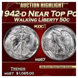 1942-d Walking Liberty Half Dollar Near Top Pop 50