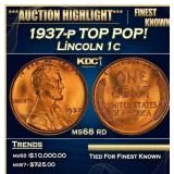1937-p Lincoln Cent TOP POP! 1c ms68 rd SEGS