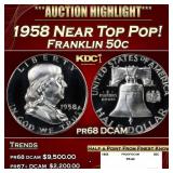 1958 Proof Franklin Half Dollar Near Top Pop! 50c