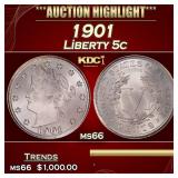 1901 Liberty Nickel 5c ms66 SEGS