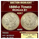 1886-o Morgan Dollar Toned $1 ms62 USCG