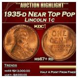 1935-d Lincoln Cent Near Top Pop 1c ms67+ rd SEGS