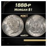 1888-p Morgan Dollar $1 Grades ms63+