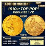 1910-p Gold Indian Quarter Eagle TOP POP! $2 1/2 m