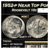1952-p Roosevelt Dime Near Top Pop 10c ms67+ FT SE