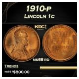 1910-p Lincoln Cent 1c Grades ms66 rd