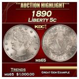 1890 Liberty Nickel 5c ms65 SEGS
