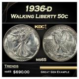 1936-d Walking Liberty Half Dollar 50c Grades ms65