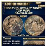 1956-p Franklin Half Dollar Colorfully Toned TOP P