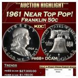 1961 Proof Franklin Half Dollar Near Top Pop! 50c