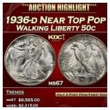1936-d Walking Liberty Half Dollar Near Top Pop 50