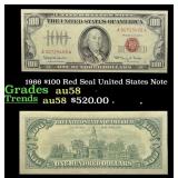 1966 $100 Red Seal United States Note Grades Choic